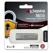 16Gb KINGSTON DTLPG3/16GB LOCKER Generation 3 siilver USB3.0 USBtoCloud by ClevX backup Hardverska e